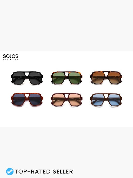 Retro Square Polarized Aviator Sunglasses Vintage Trendy Unisex Shades main image 6